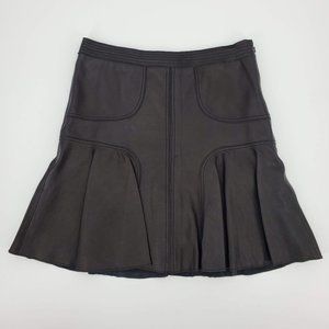 Halogen Black Supple Leather Fit Flare Mini Skirt